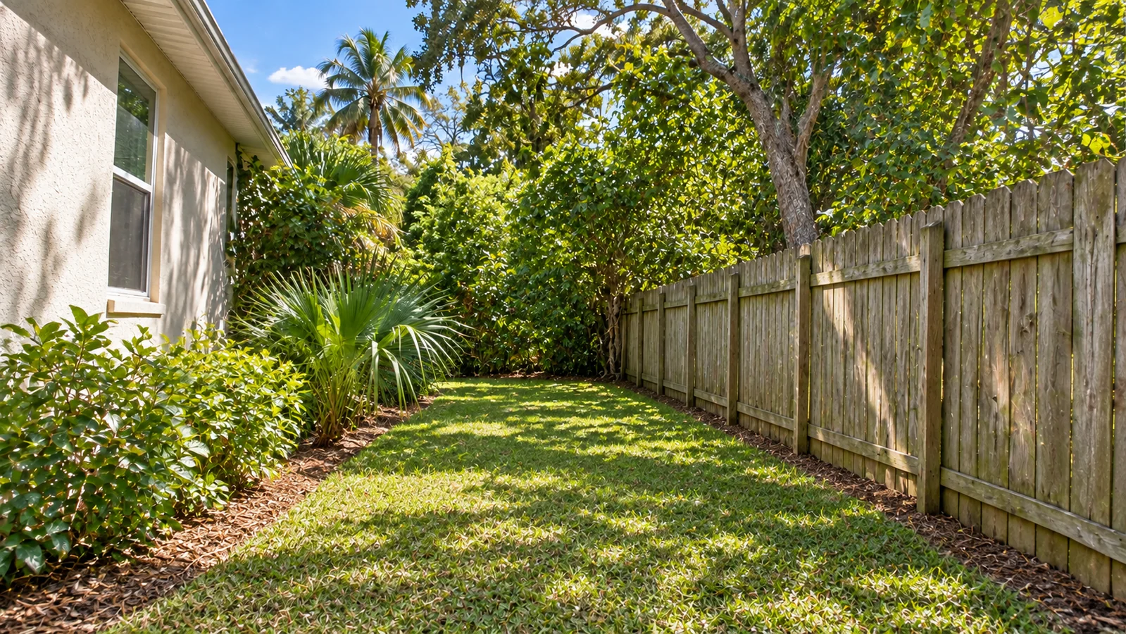 Clean Florida side yard after cleanup