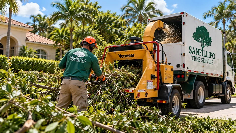 Brush and debris being chipped